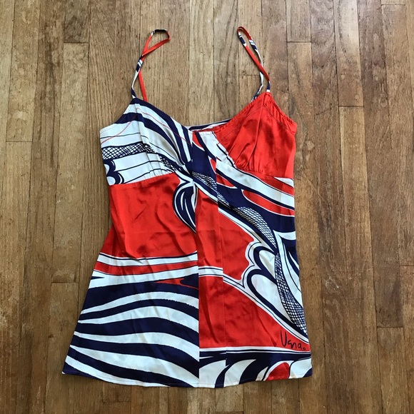 Bold Pattern Silk Blouse Tank Top - Picture 2 of 7